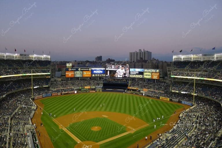 American baseball fans watching a game at New York Yankees Stadium, USA