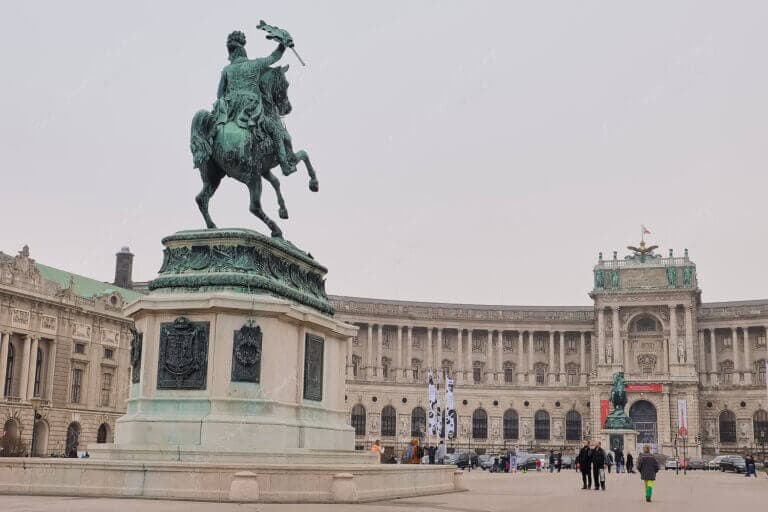 Prince Eugene of Savoy and Archduke Karl Equestrian Statues in Heroes' Square outside Hofburg Palace, Vienna, Austria