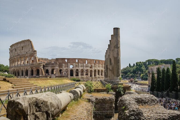 The Arch of Constantine and Colosseum in Rome, Italy