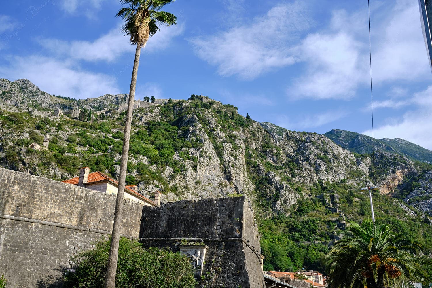 Beautiful mountainous backdrop of the Old Town, Kotor, Montenegro