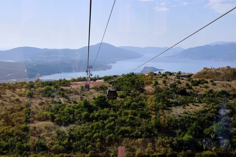 Kotor cable cars panoramic view of tivat and Kotor landscape, Kotor, Montenegro