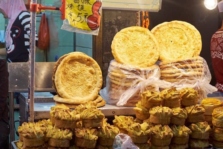 Street food stall selling bread and pastries in the Muslim Quarter, Xi’an, China