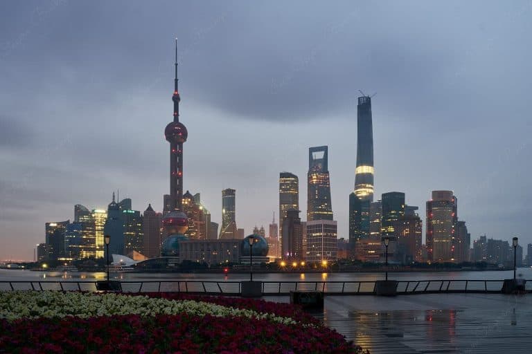 The modern Lujiazui skyscrapers skyline view from The Bund, Shanghai, China