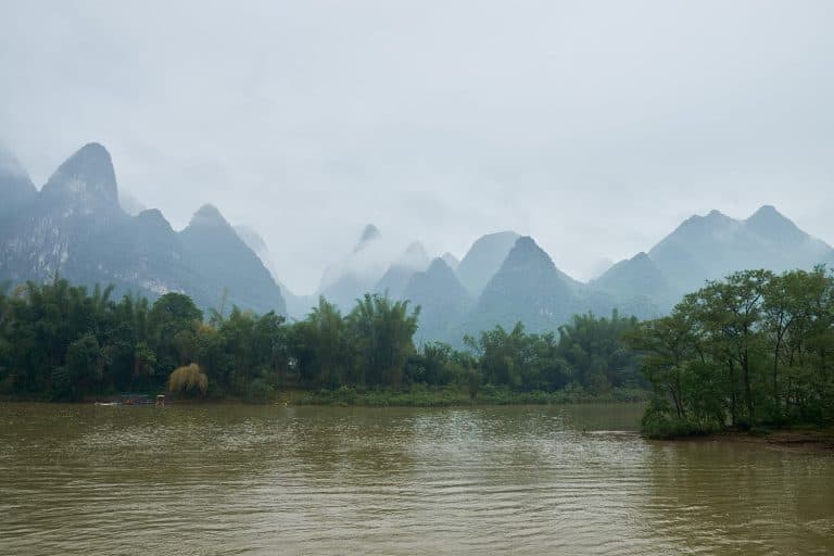 The beautiful karst mountains and Li River landscape of Guilin, China