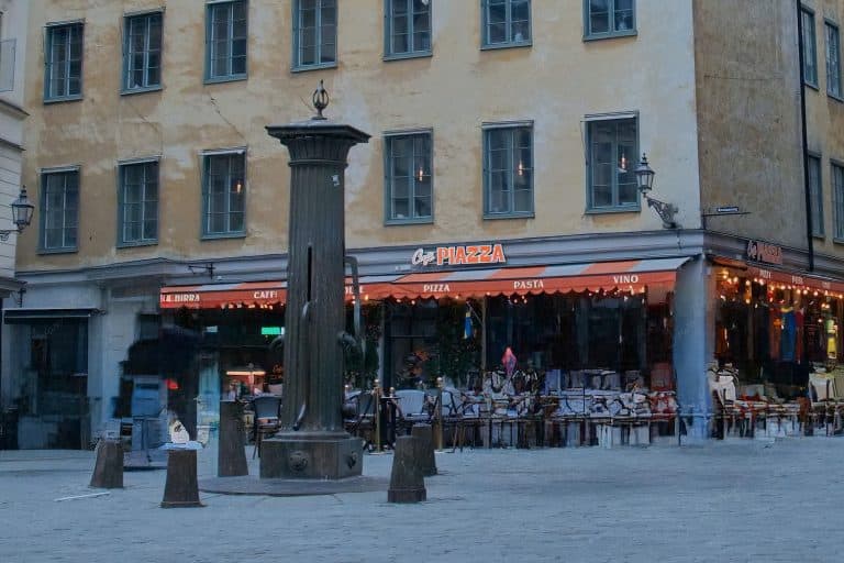 Järntorgsbrunnen water fountain in Järntorget square, Stockholm, Sweden