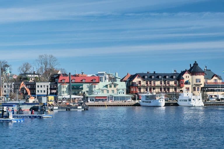 Waterfront view of Vaxholm archipelago island, Stockholm, Sweden