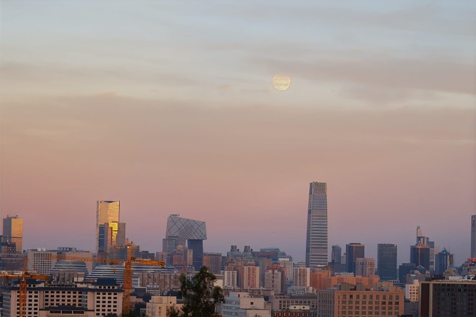China skyscraper skyline at sunset