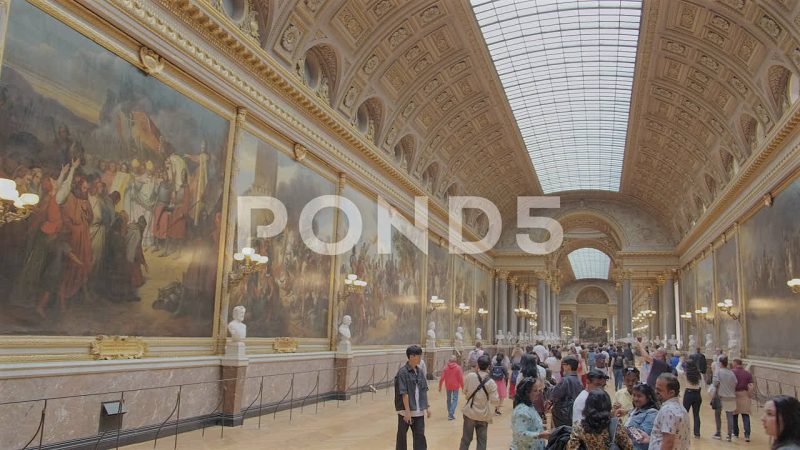 Visitors In Main Hall Of Palace Of Versailles, Paris, France Visitors In Main Hall Of Palace Of Versailles, Paris, France