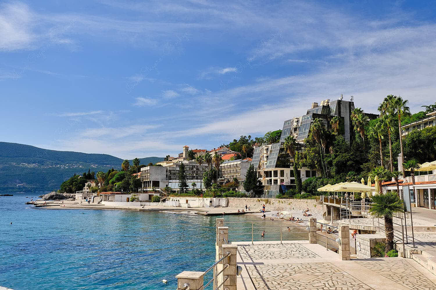 Coastline view of Herceg Novi from Pet Danica Walkway, Montenegro