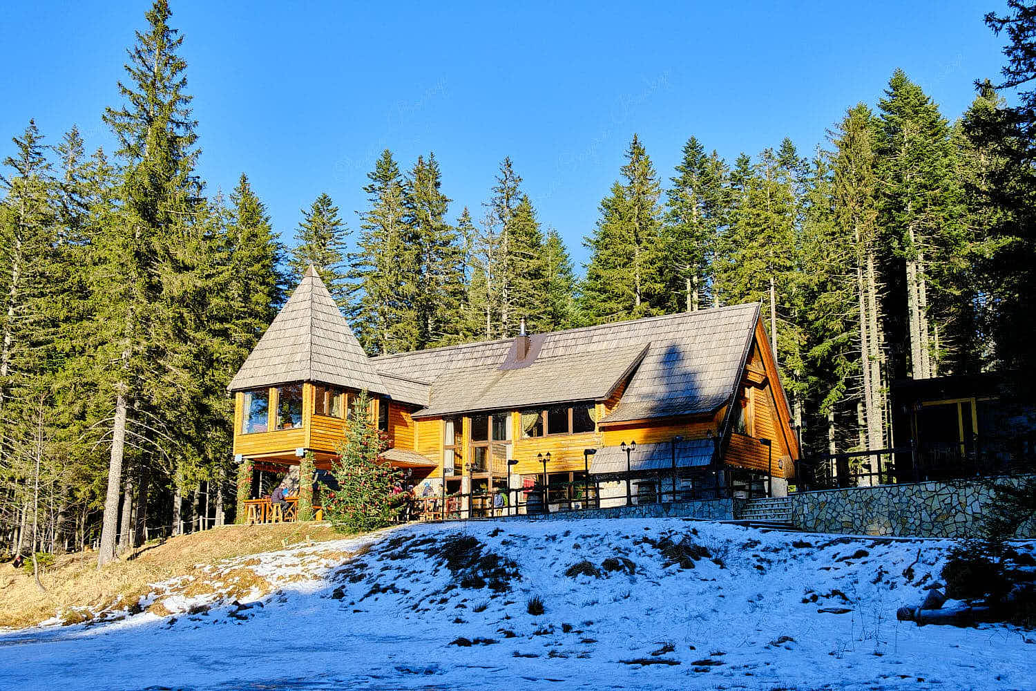 Durmitor National Park reception lodge in winter, Montenegro