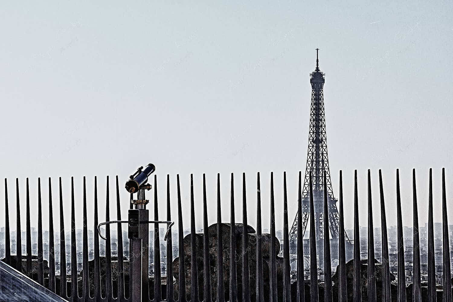 View of Eiffel Tower from the top of Arc De Triomphe, Paris, France