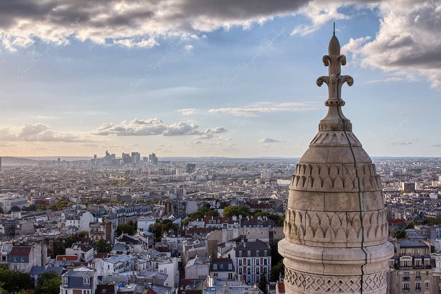 Panoramic view of Paris skyline from Sacré-Cœur Basilica in Paris, France
