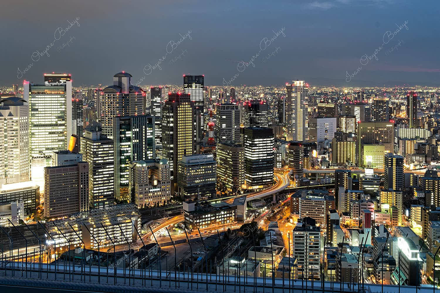 Twilight Osaka cityscape view from the Umeda Sky Building, Osaka, Japan