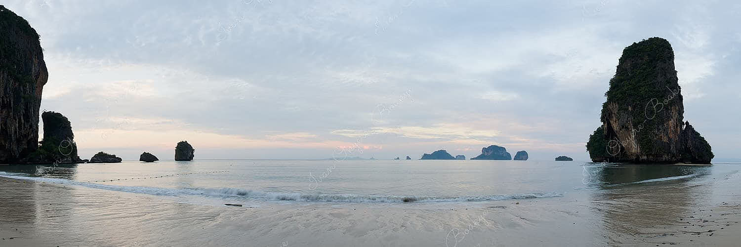 Empty Hat Tham Phra Nang beach at sunrise in Railey, Krabi, Thailand