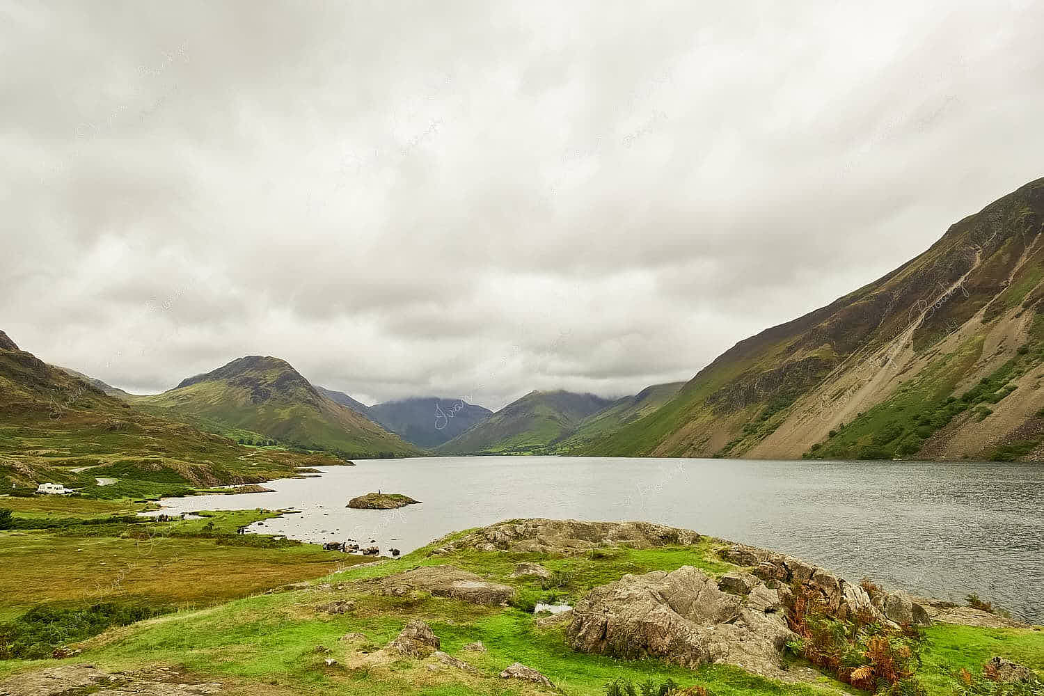 Spectacular landscape view of Yewbarrow, Great Gable, Scafell and Wastwater Screes in Wastwater, Lake District, United Kingdom