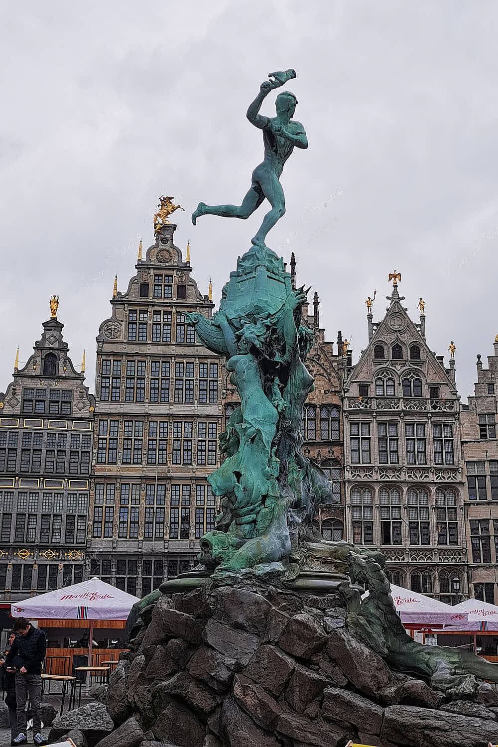 The Brabo Fountain statue in Grote Markt, Antwerp, Belgium