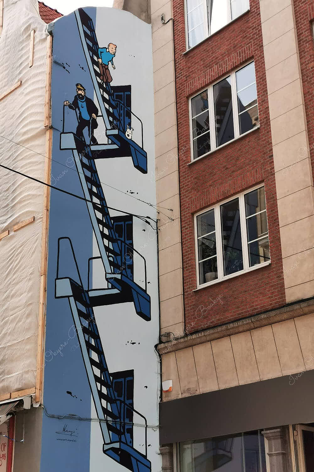 Adventures of Tintin comic strip mural, Brussels, Belgium