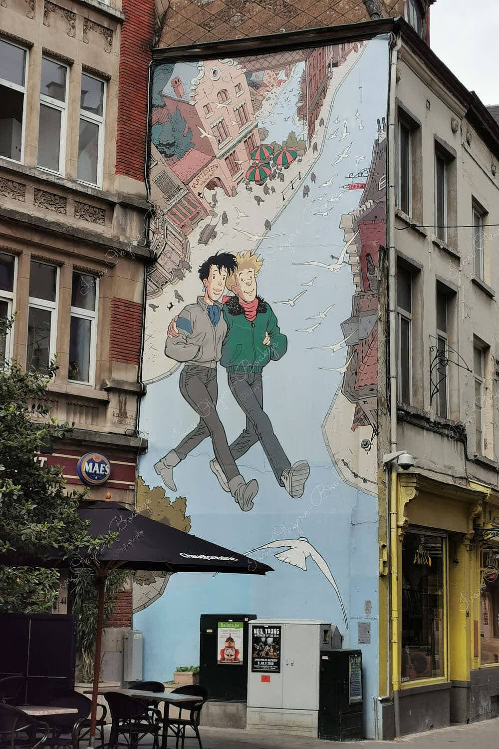 Broussaille by Frank Pé comic strip mural, Brussels, Belgium
